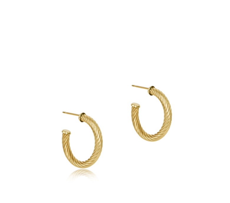 ROUND GOLD 1.125" POST HOOP - 4MM - TEXTURED TWIST