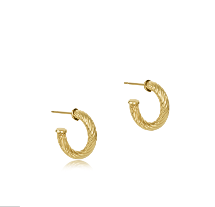 ROUND GOLD 0.5" POST HOOP - 4MM - TEXTURED TWIST