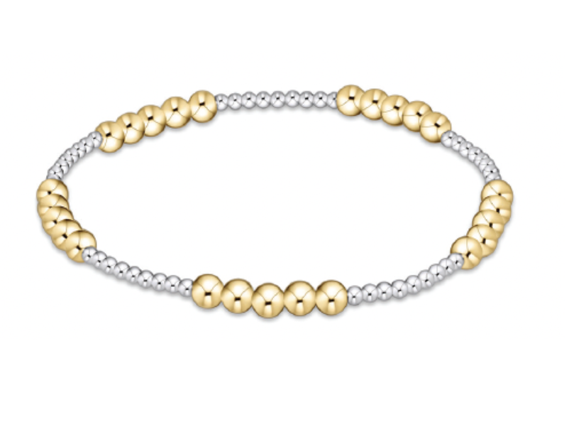 CLASSIC BLISSFUL PATTERN 2MM BEAD BRACELET - 4MM MIXED METAL