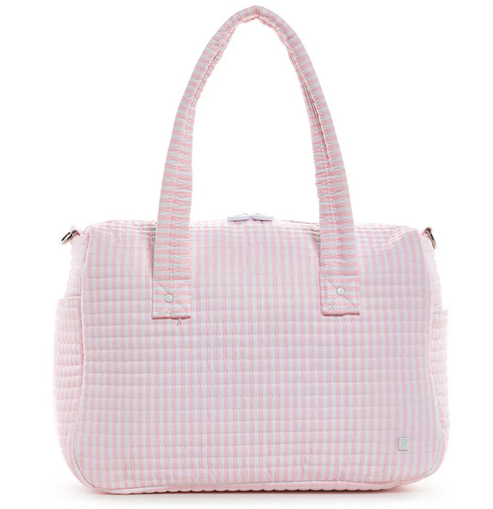 PIMLICO STRIPE PINK QUILTED STROLLER BAG