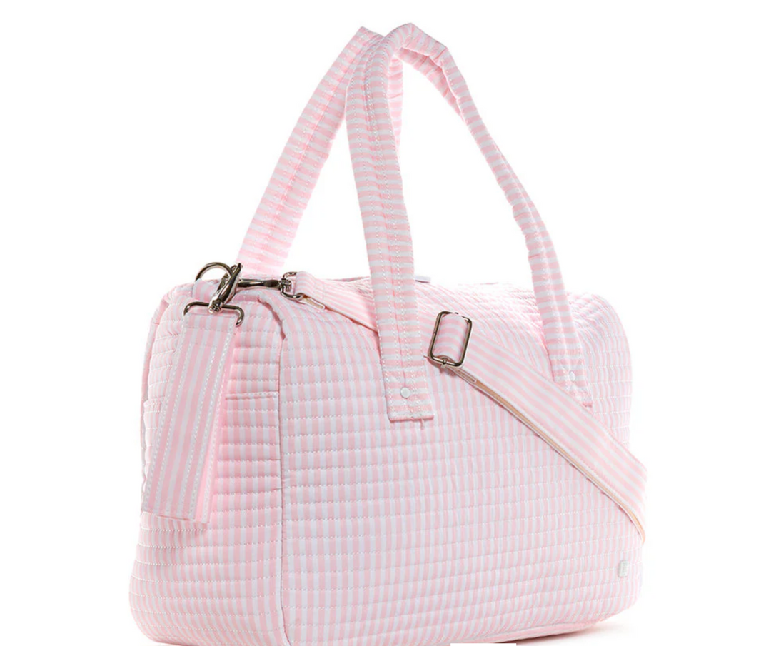 PIMLICO STRIPE PINK QUILTED STROLLER BAG