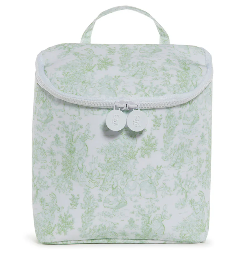 BUNNY TOILE GREEN TAKE AWAY BAG