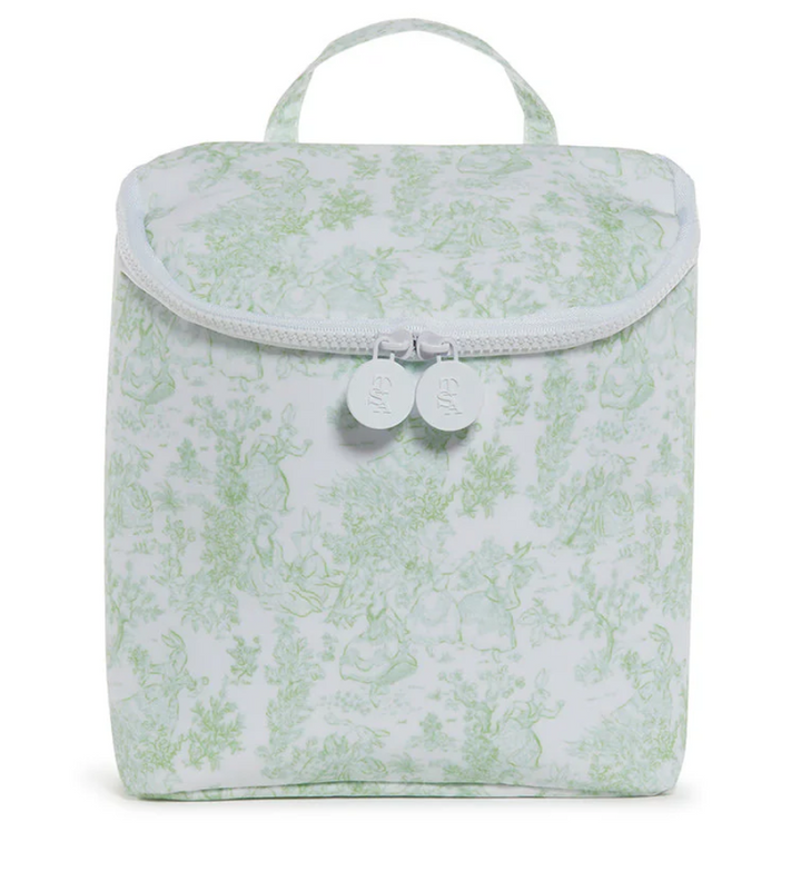 BUNNY TOILE GREEN TAKE AWAY BAG