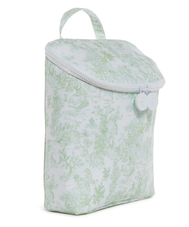BUNNY TOILE GREEN TAKE AWAY BAG