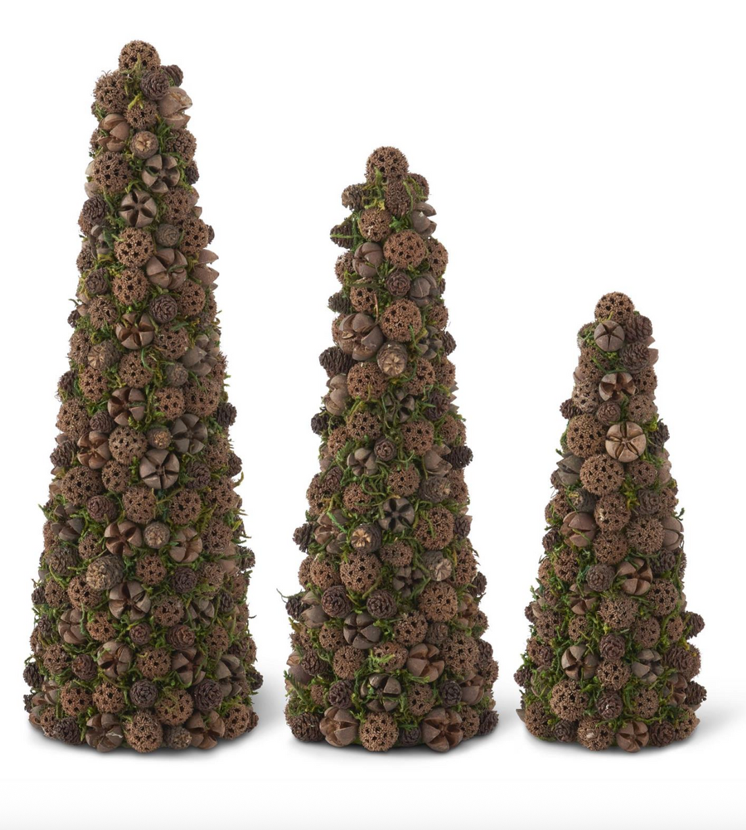 LULU BALL & MINI PINECONE TREES, 3 SIZES