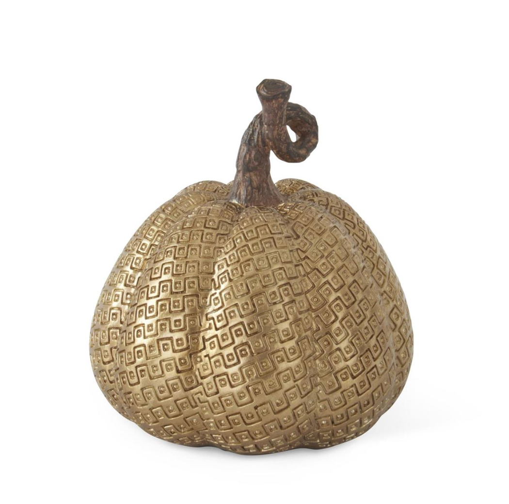 GOLD RESIN MAZE EMBOSSED PUMPKIN