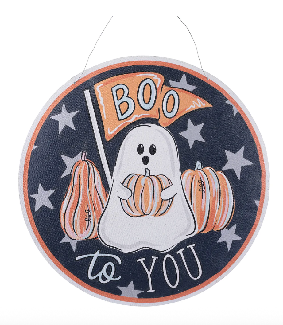 Boo Ghost / Santa Ho Ho Ho Burlee – Double Sided Holiday Door Hanger for Halloween and Christmas | Walker Boutique