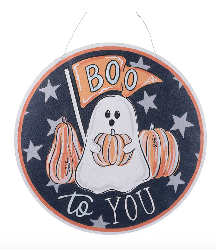 Boo Ghost / Santa Ho Ho Ho Burlee – Double Sided Holiday Door Hanger for Halloween and Christmas | Walker Boutique