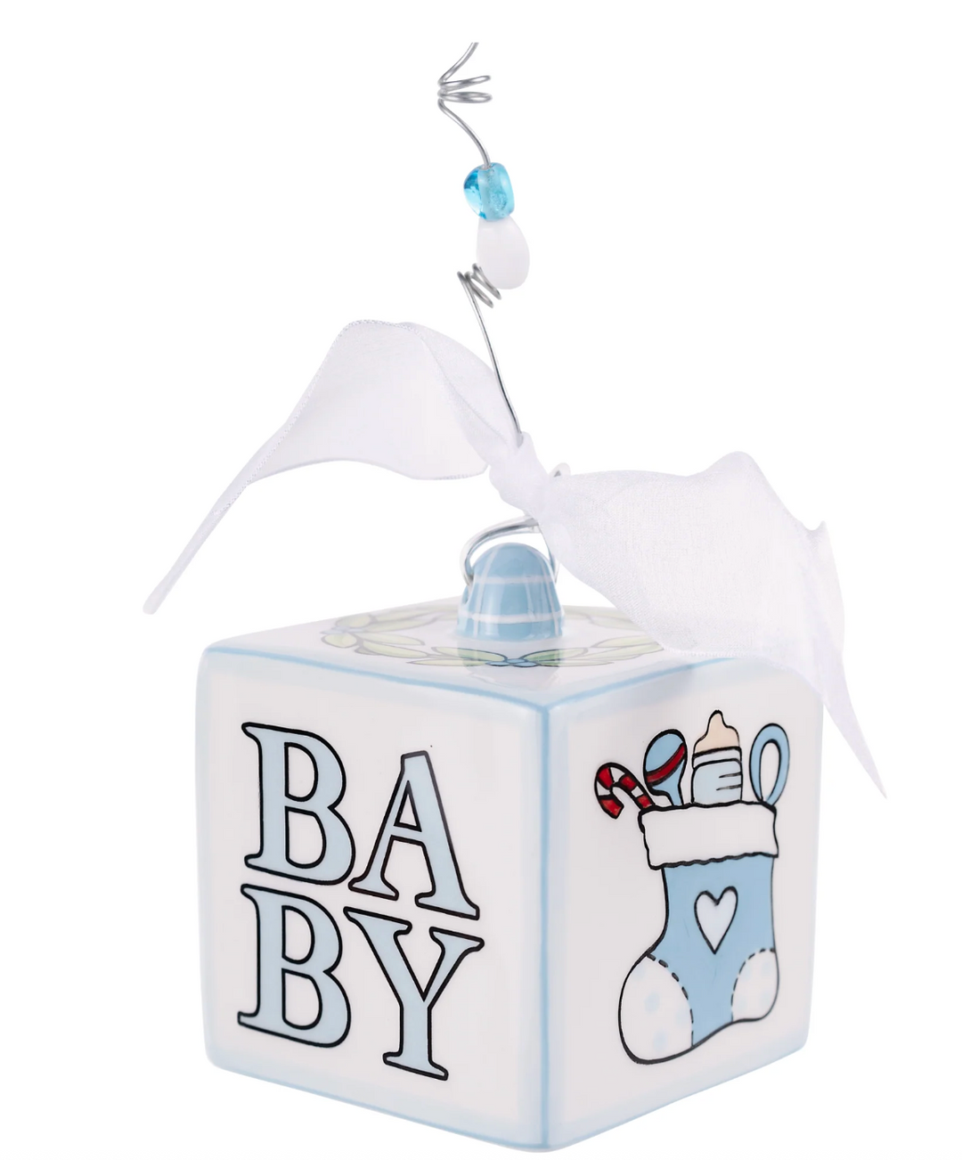 blue block baby ornament