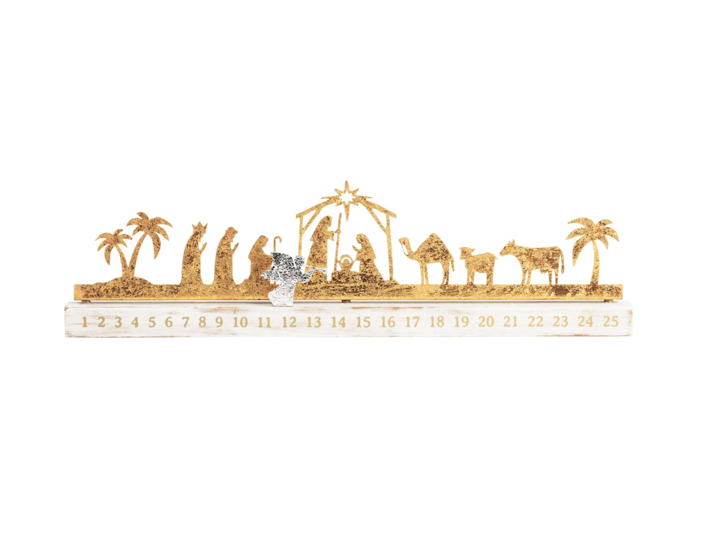 Advent calendar with nativity scene design on a white background