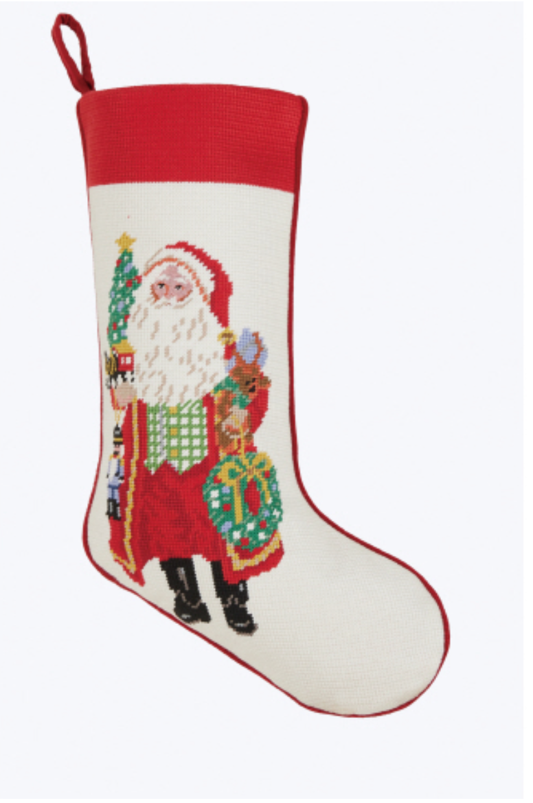 SPIRITS BRIGHT NEEDLEPOINT STOCKING