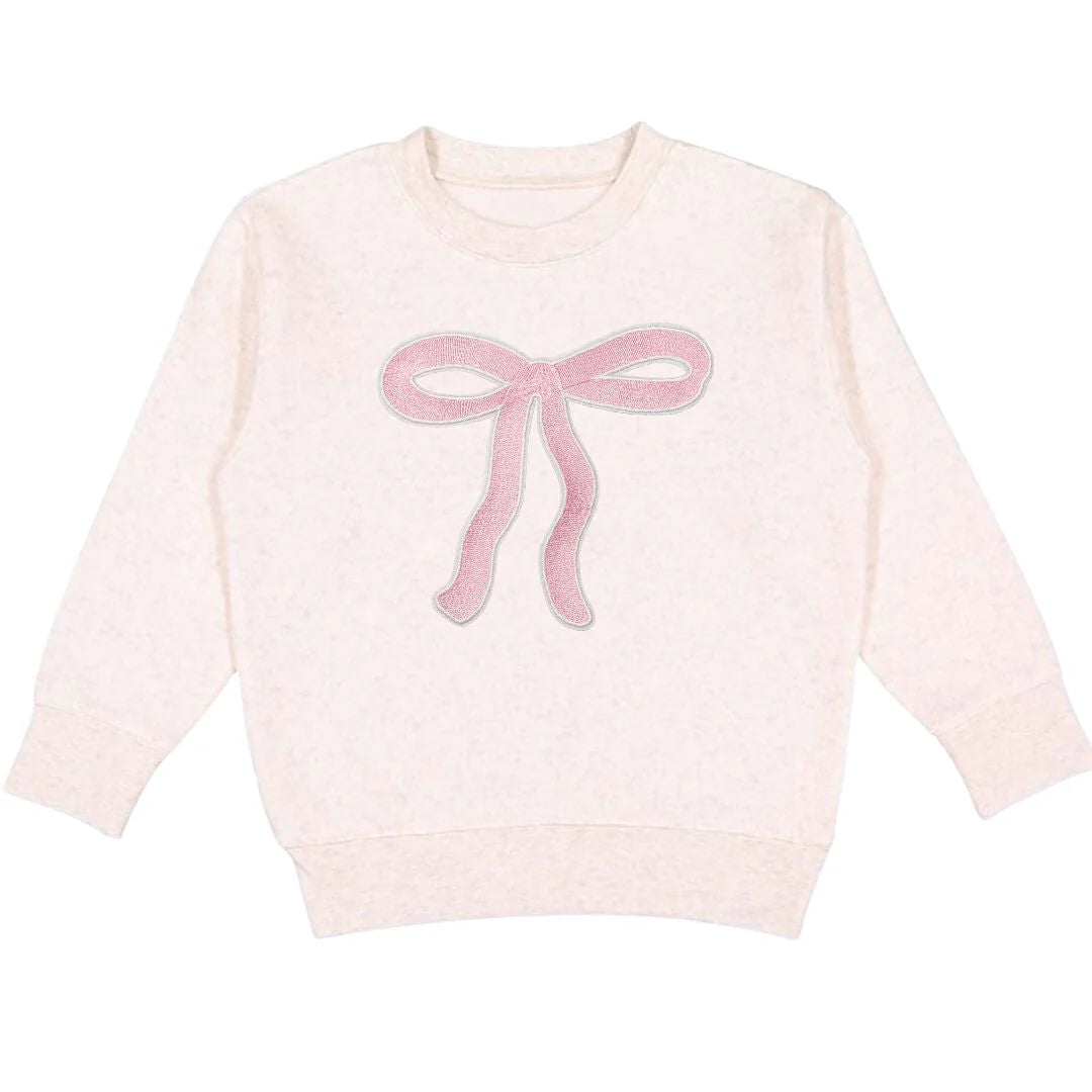 Coquette Bow Patch Sweatshirt – Girls Classic Pink Bow Trend Outfit | Walker Boutique