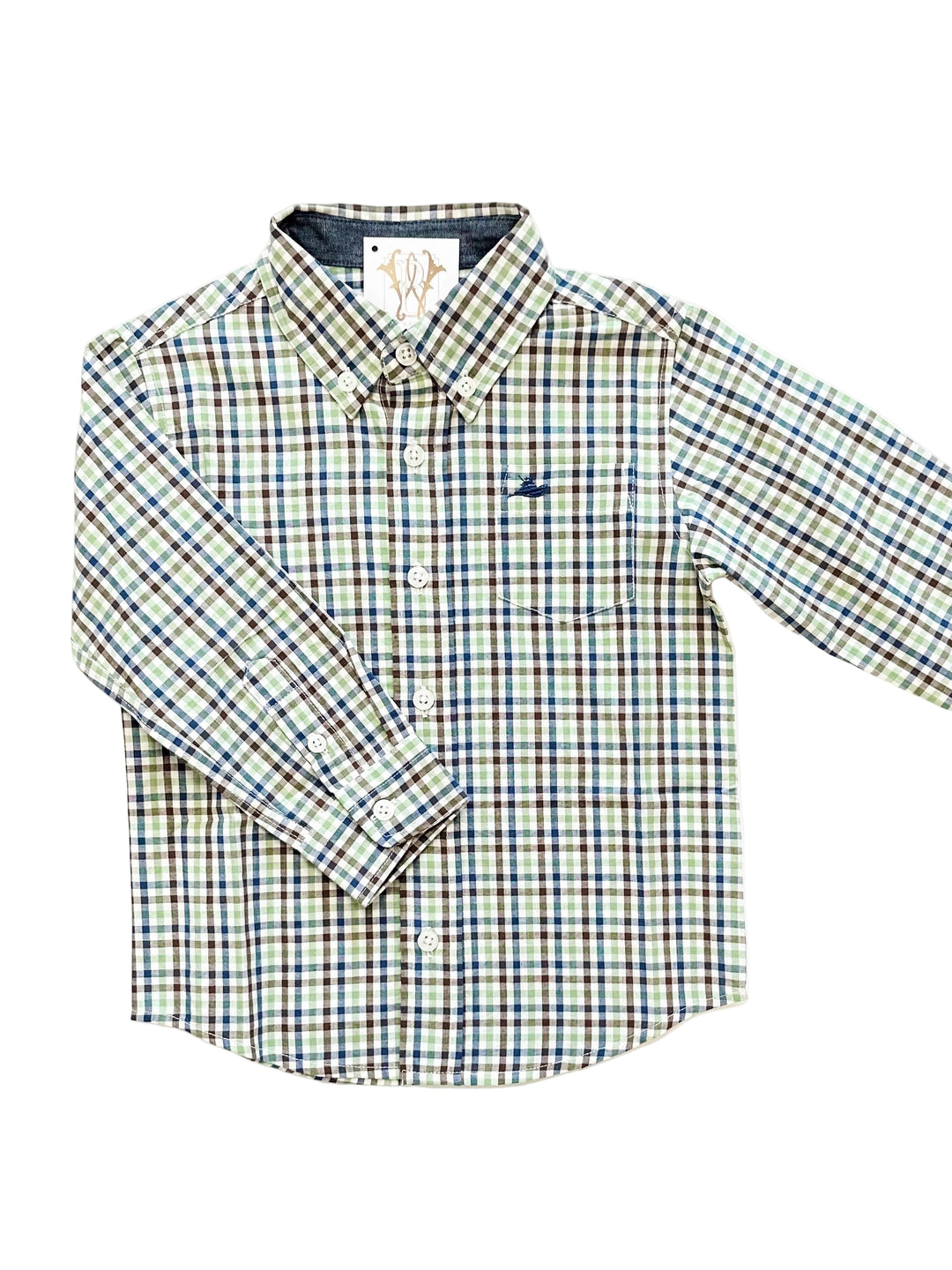 NAVY & ASPEN GREEN LONG SLEEVE DRESS SHIRT