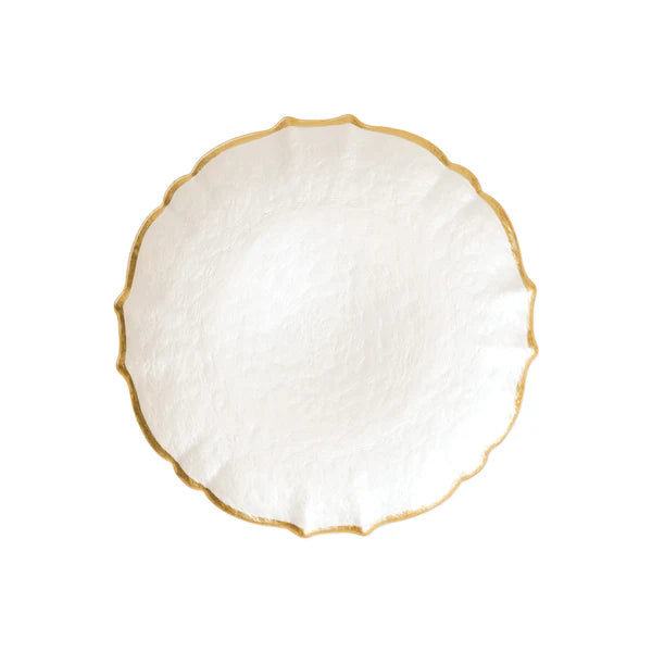 WHITE BAROQUE GLASS SALAD PLATE