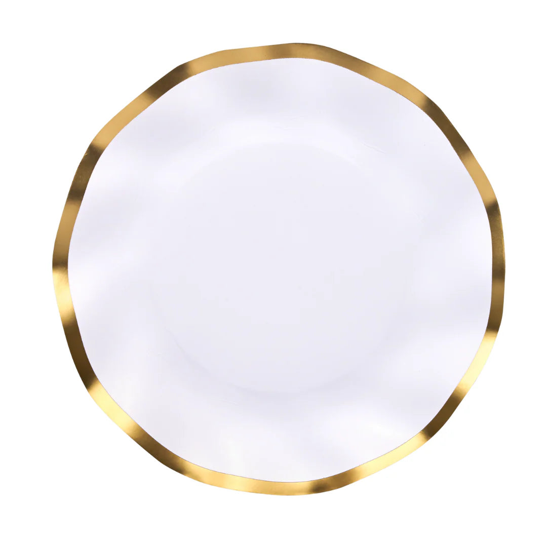 GOLD & WHITE WAVY SALAD PLATE