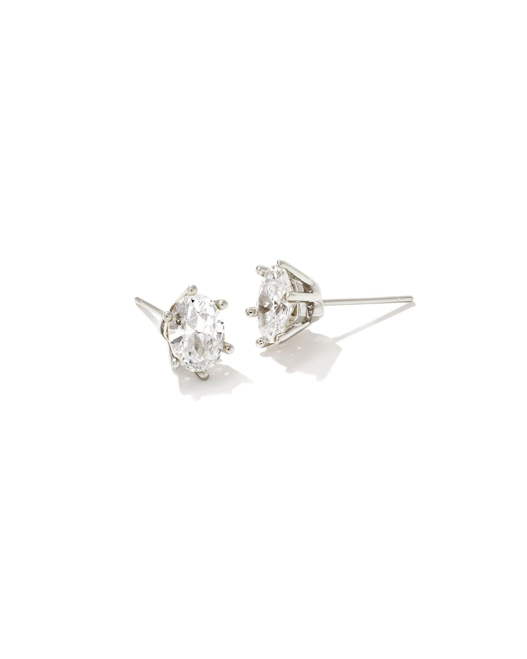 CAILIN CRYSTAL STUD EARRINGS, RHODIUM METAL WHITE CZ