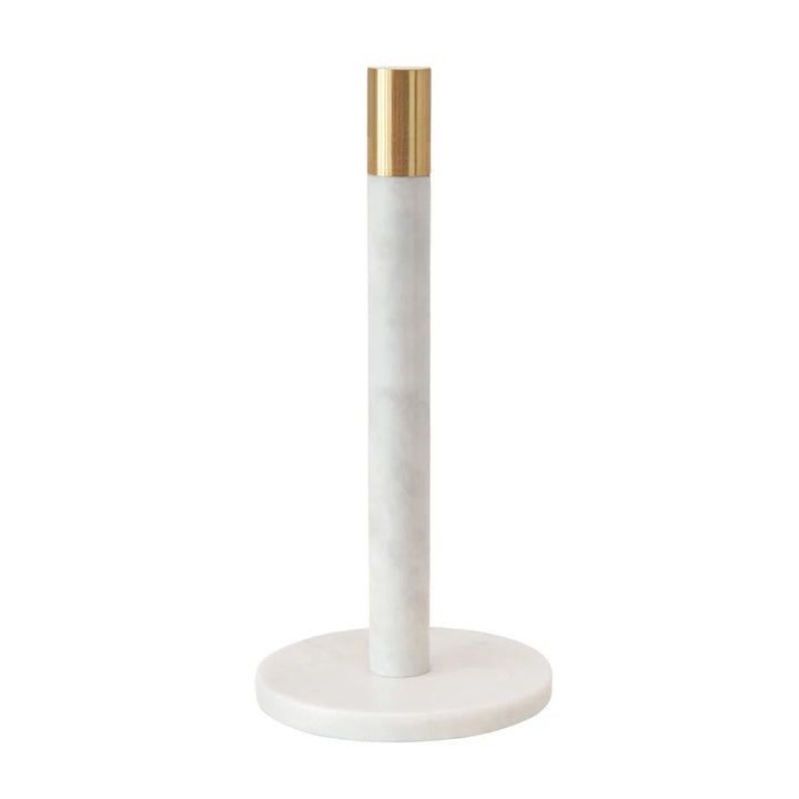 White stand with gold top on a white background