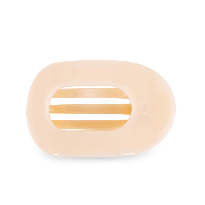 TELETIES LARGE FLAT ROUND HAIR CLIP ALMOND BEIGE