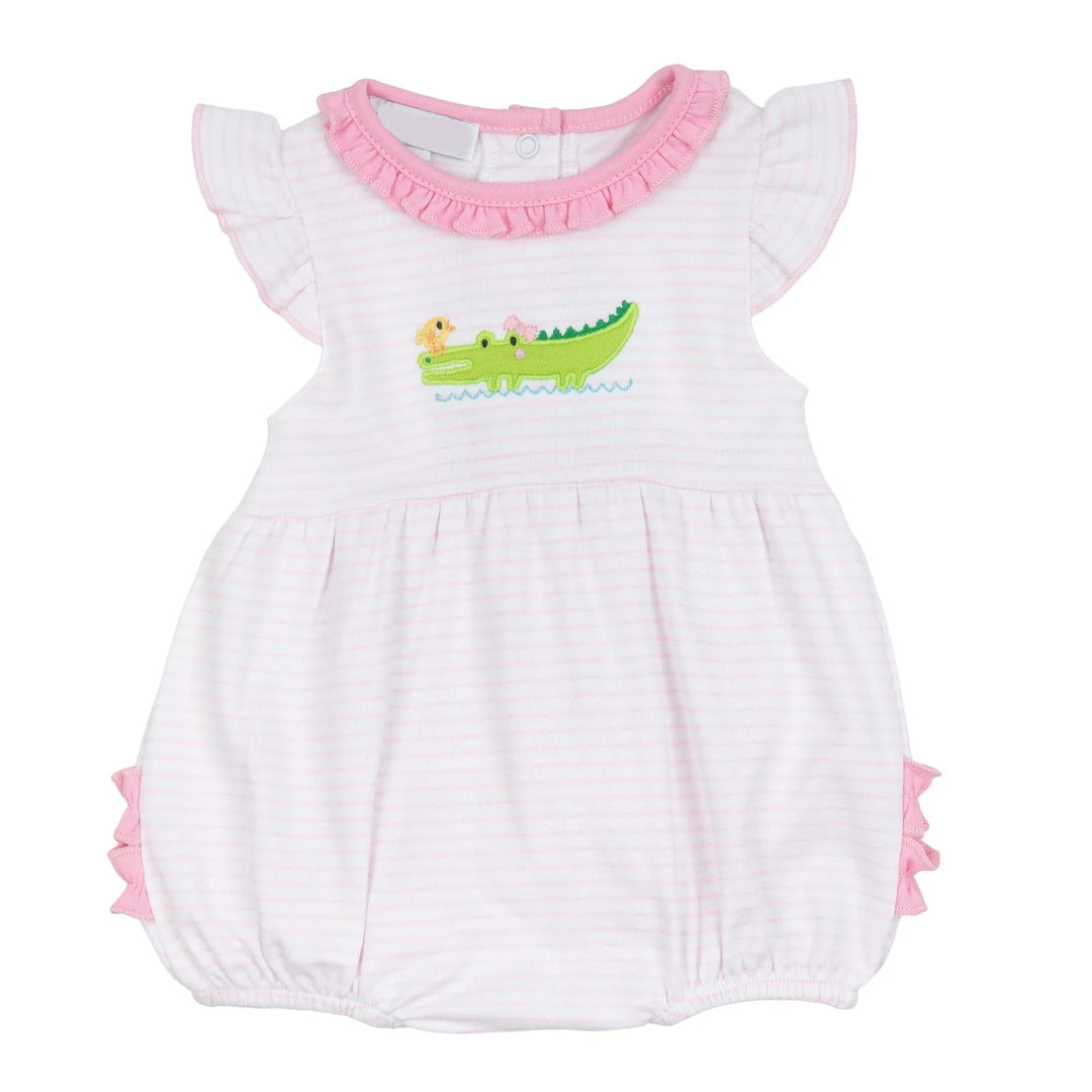 PINK BAYOU BABIES APPLIQUE FLUTTER BUBBLE