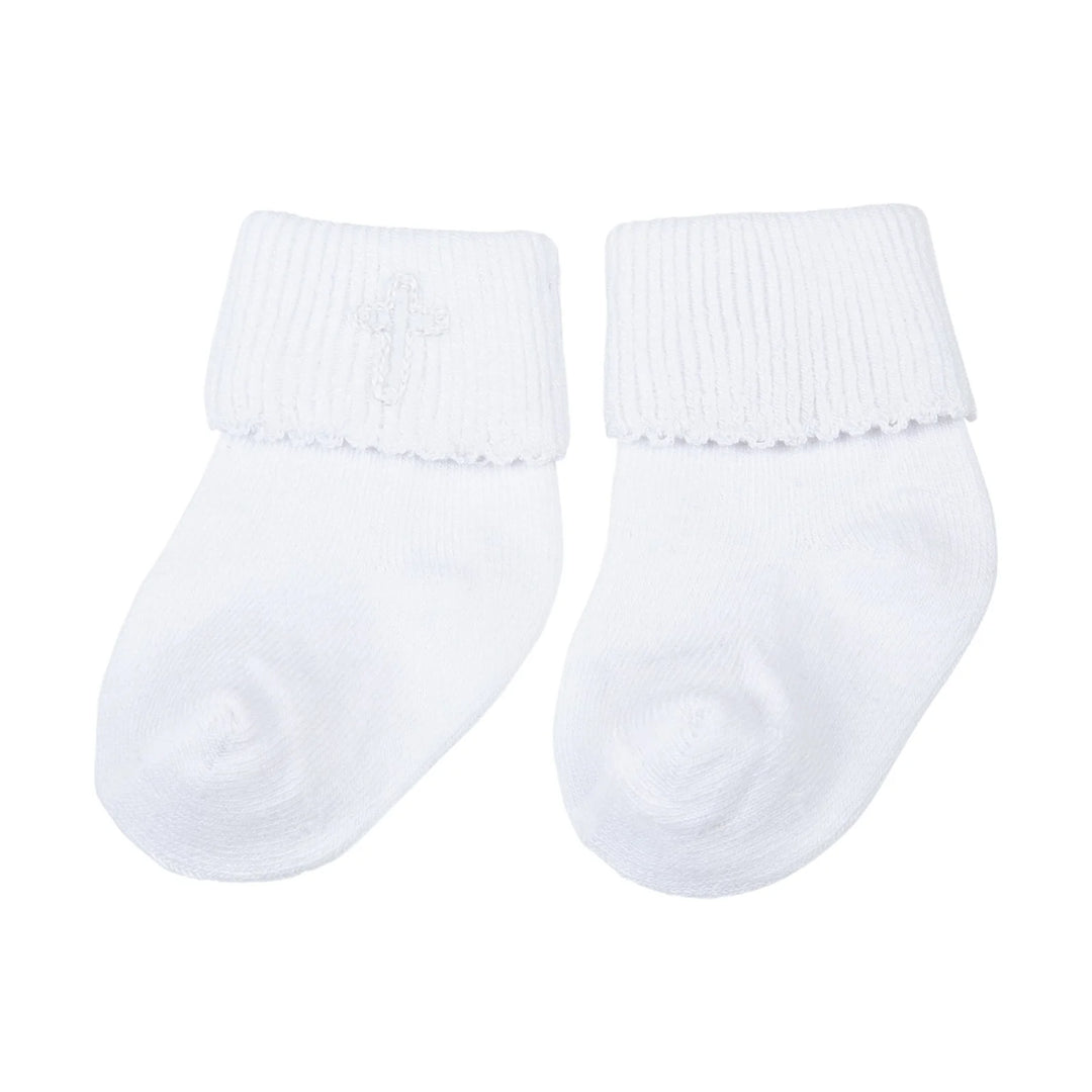WHITE BLESSED EMBROIDERED SOCKS