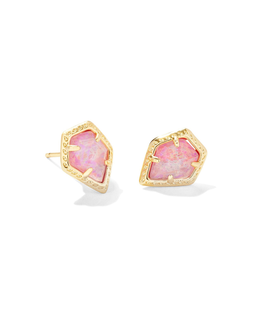 FRAMED TESSA STUD EARRINGS, GOLD LUSTER ROSE PINK KYOCERA