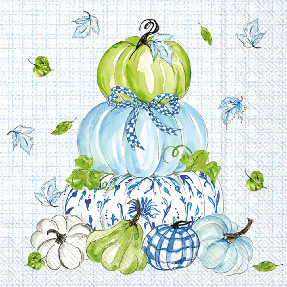 CHINOISERIE STACKED PUMPKINS COCKTAIL NAPKIN