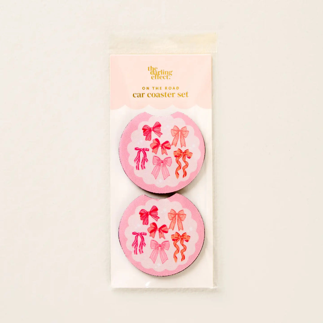 BLUSHING BOWS CAR COASTER SET