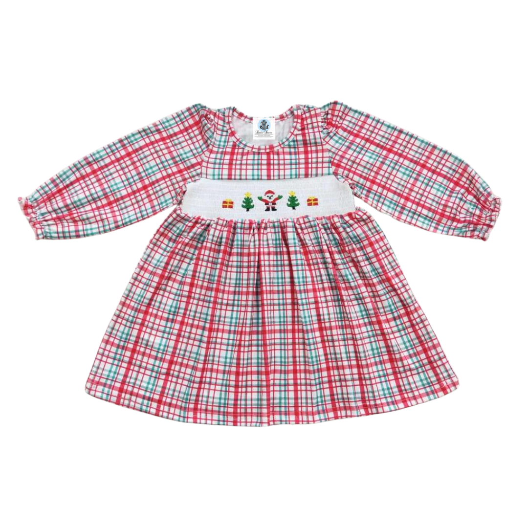 CHRISTMAS PLAID SMOCKED DRESS