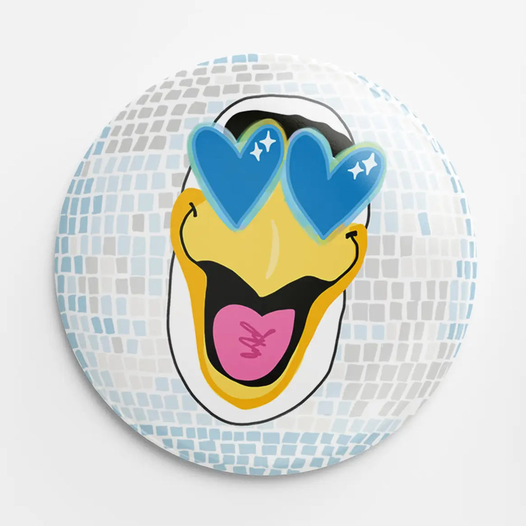 EAGLES DISCO HEART EYES BUTTON
