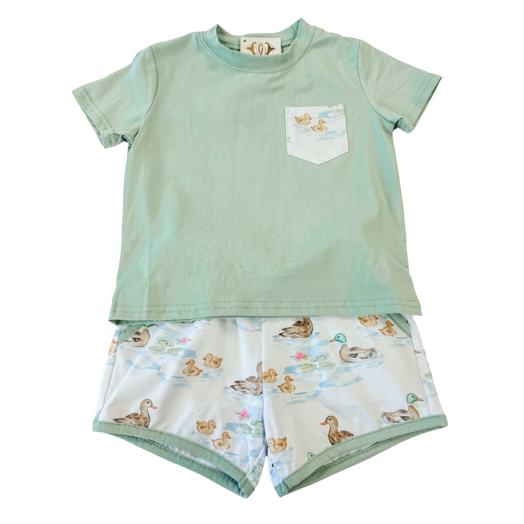 DARLING DUCKS POCKET SHORT SET