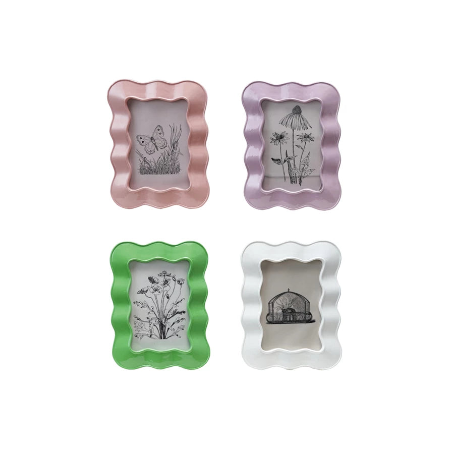 four colorful photo frames on a white background