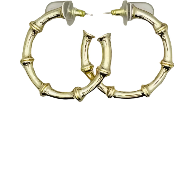 GOLD THICK BAMBOO HOOP EARRINGS
