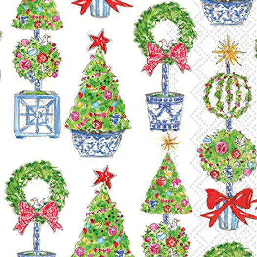 BRIGHT TOPIARY TREES GUEST TOWEL