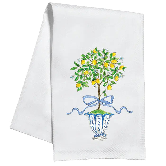 LEMON TOPIARY IN CHINOISERIE POT KITCHEN TOWEL