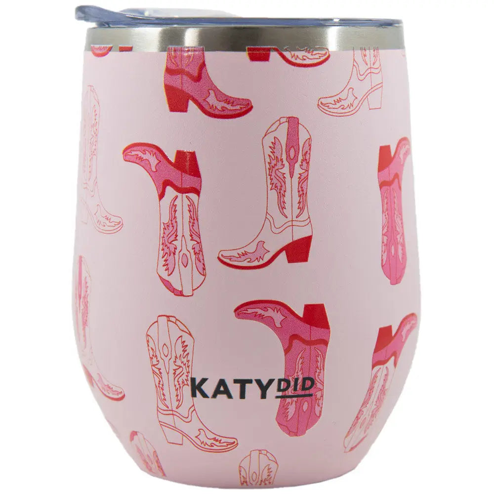 PINK WESTERN BOOTS WINE TUMBLER