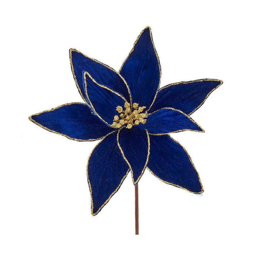 ROYAL BLUE & GOLD POINSETTIA PICK