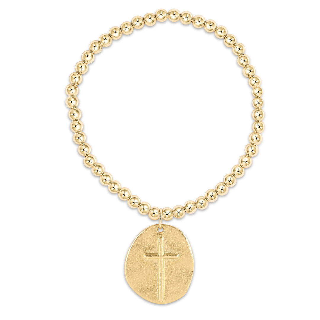 CLASSIC GOLD 4MM BEAD BRACELET - INSPIRE GOLD CHARM
