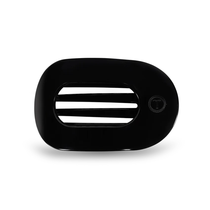 TELETIES MEDIUM FLAT ROUND HAIR CLIP JET BLACK