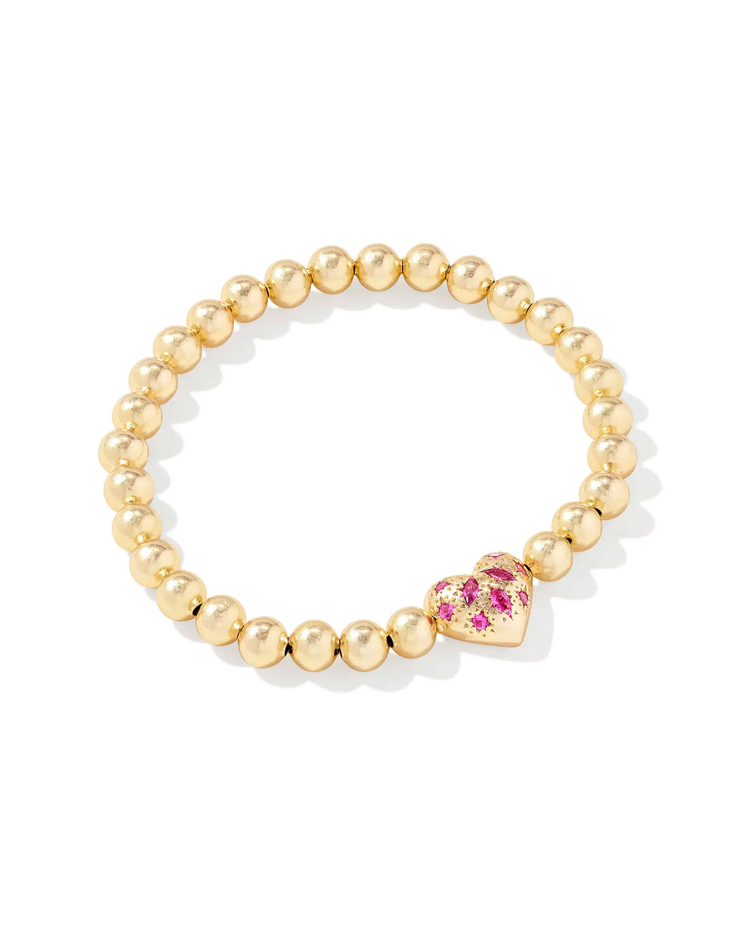 HOLLAND HEART STRETCH BRACELET, GOLD PINK CYRSTAL