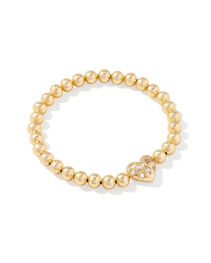 HOLLAND HEART STRETCH BRACELET, GOLD WHITE CRYSTAL