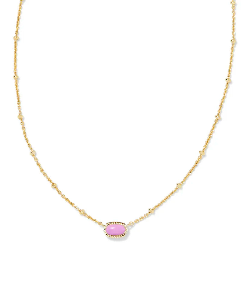 MINI ELISA SATELLITE SHORT PENDANT NECKLACE, GOLD FUCHSIA MAGNESITE