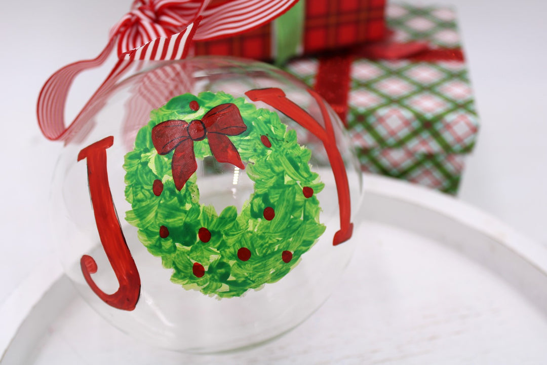 JOY HANDPAINTED GLASS ORNAMENT
