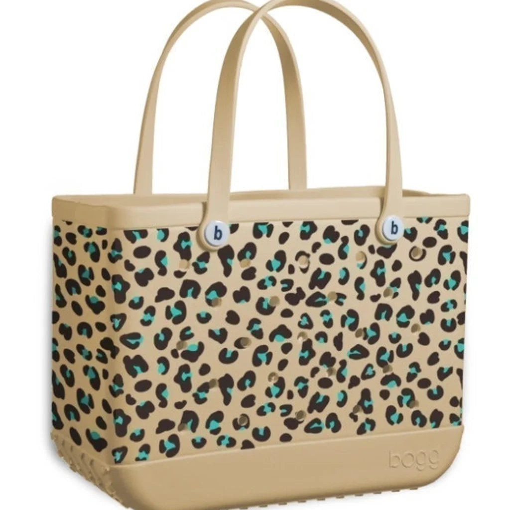 NWT BOGG BAG SPECIAL EDITION ORIGINAL TURQUOISE LEOPARD SIZE LARGE