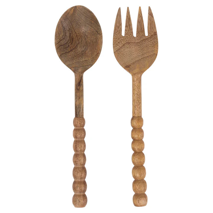 WOOD BEADED SERVING SET
