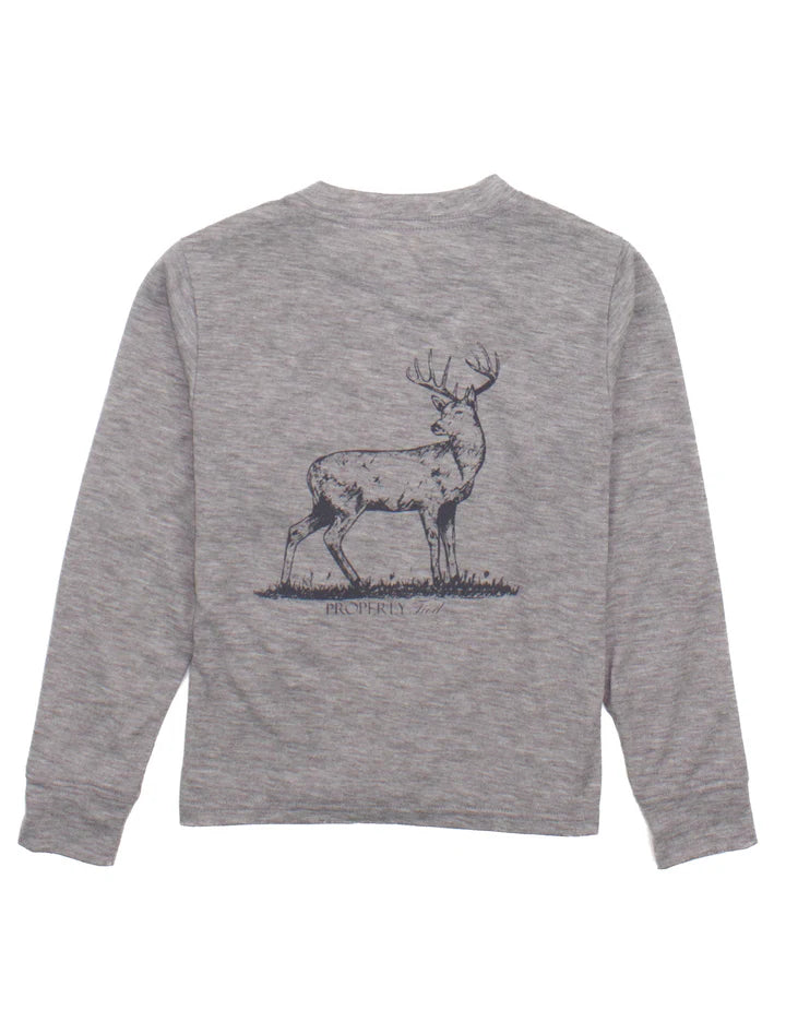 WHITETAIL DEER LONG SLEEVE PORTLAND POCKET TEE