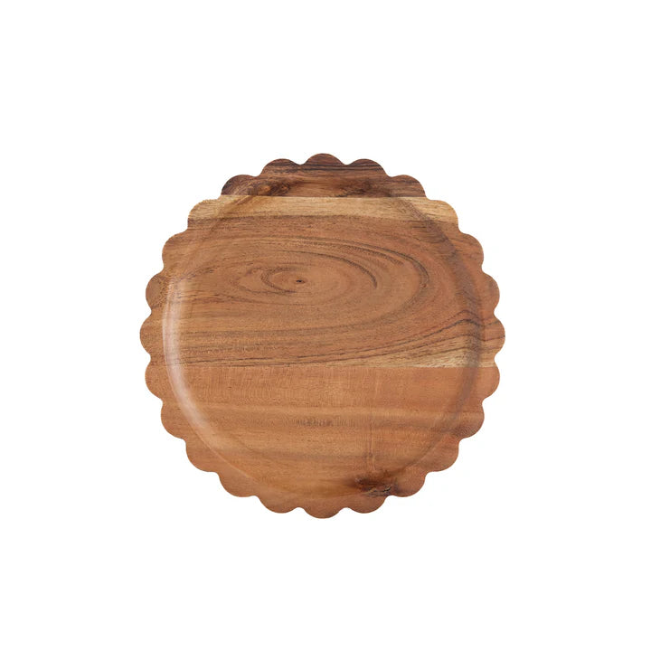 SCALLOPED ACACIA WOOD SMALL TRAY