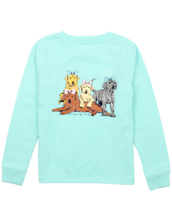 PUPPY PILE GIRLS LONG SLEEVE TEE