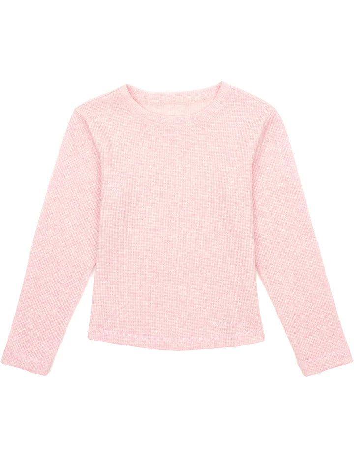 LIGHT PINK SOPHIE WAFFLE LONG SLEEVE TEE