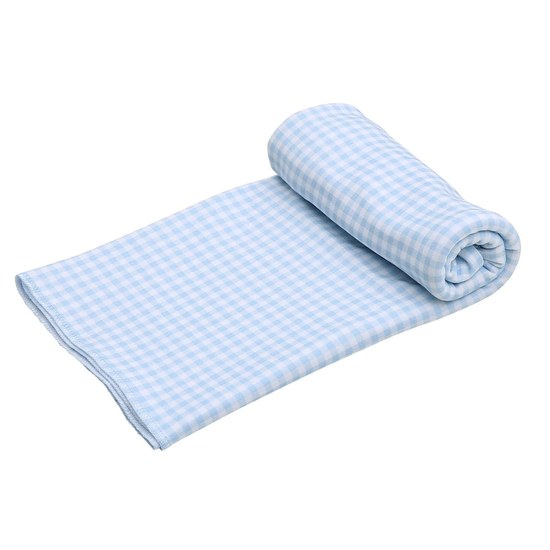 BLUE MINI CHECK SWADDLE BLANKET