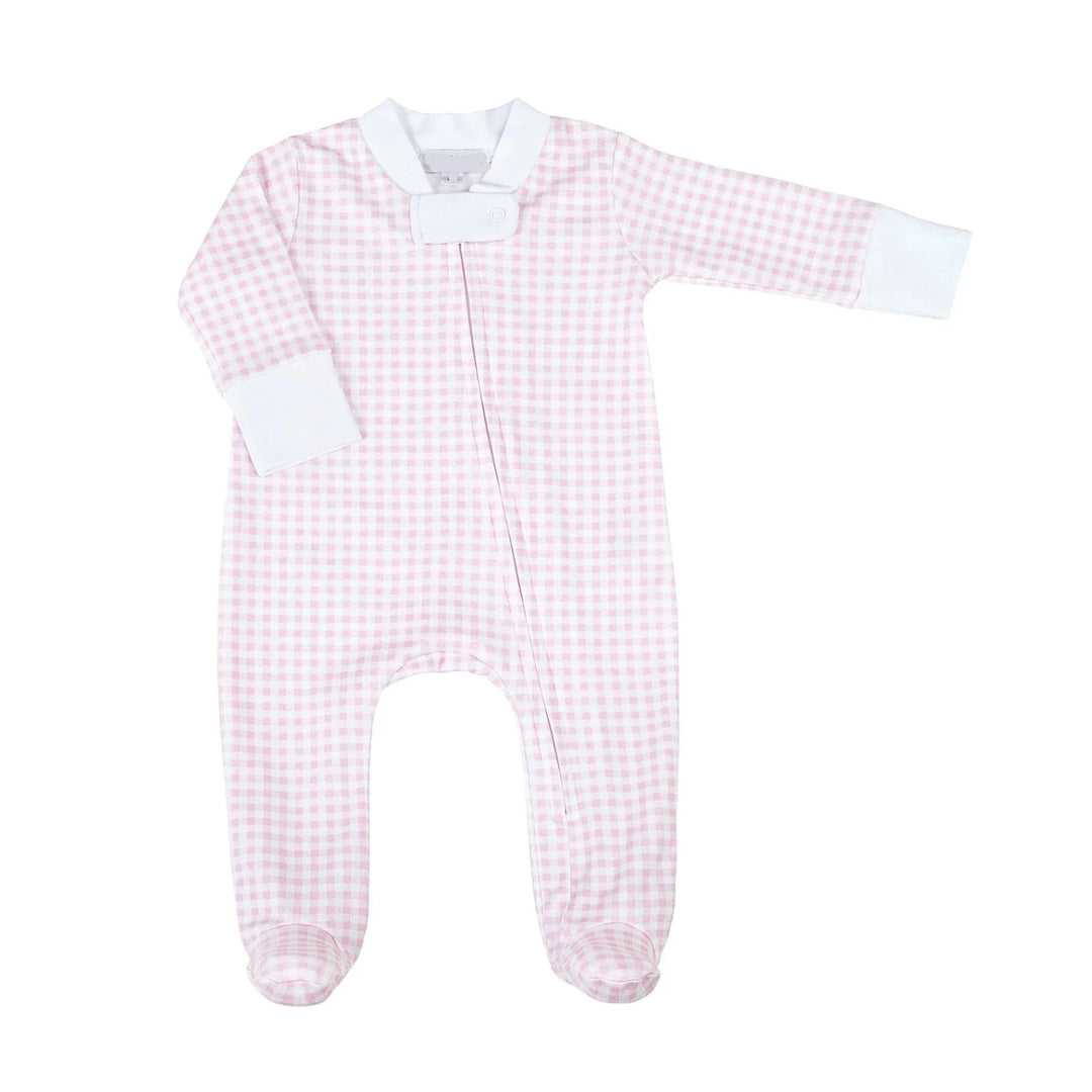 PINK MINI CHECK ZIPPER FOOTIE